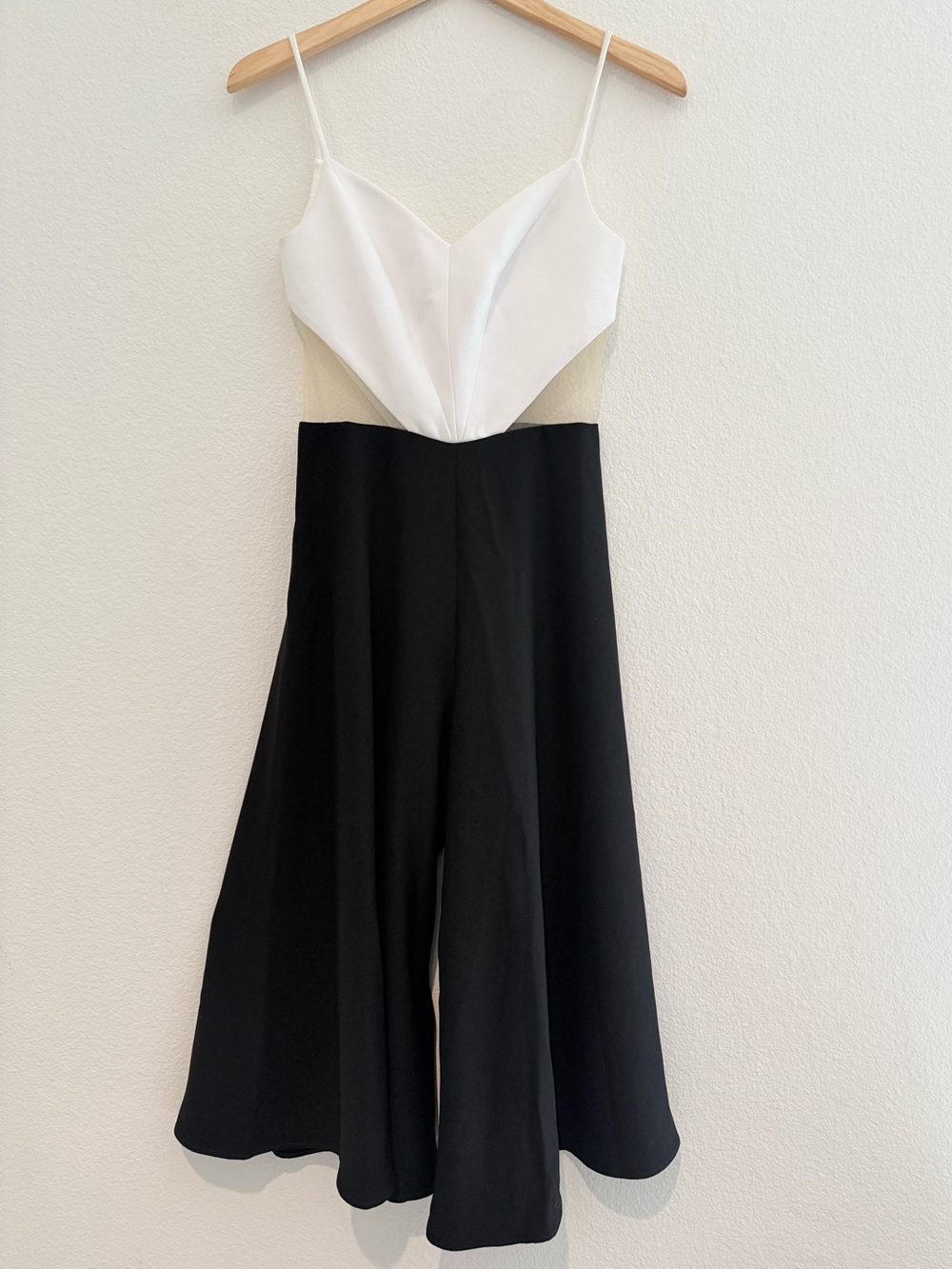 Peggy Hartanto wide leg pants jumpsuit designer romper black white mesh cut out
